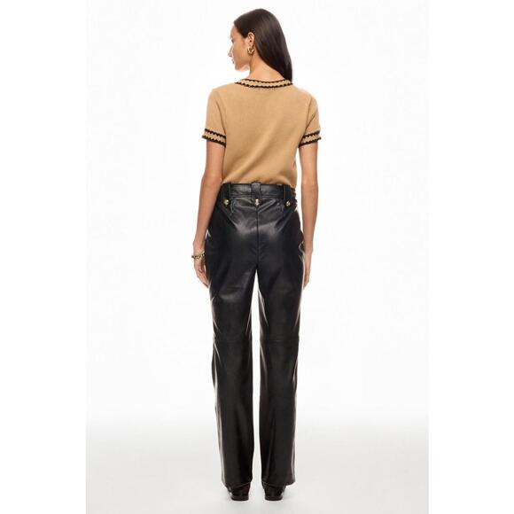 Derek Lam 10 Crosby x RTR Black Flare Faux Leather Sailor Pant Size 12 (Read) - Picture 2 of 8